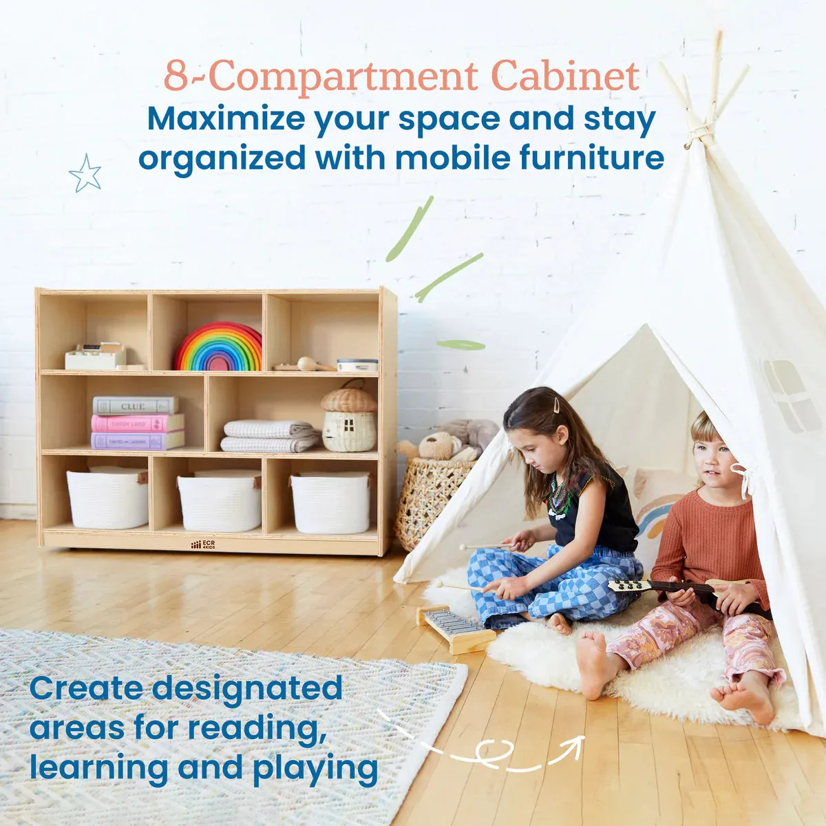 ECR4Kids 8-Compartment Mobile Storage Cabinet 八格移動儲物櫃