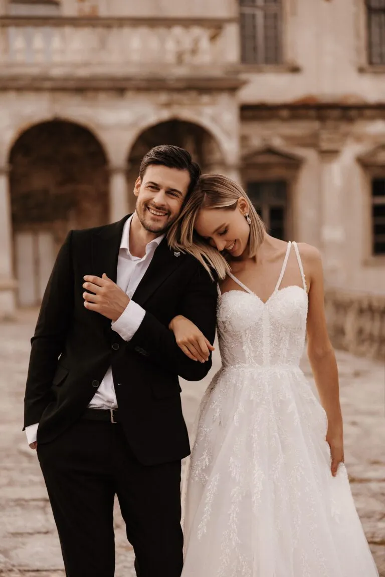 Elegant A-Line Wedding Dress with Heart-Shaped Corset and Sequin Details Plus Size - BRIDGET