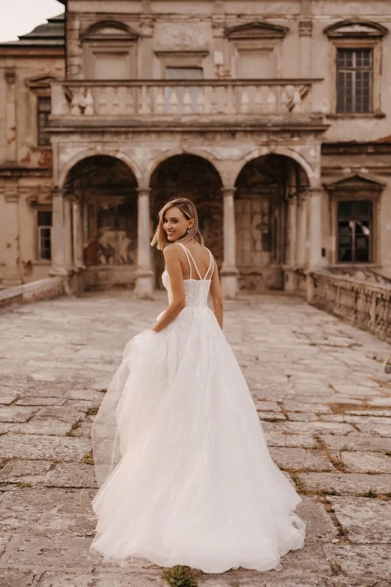 Elegant A-Line Wedding Dress with Heart-Shaped Corset and Sequin Details Plus Size - BRIDGET