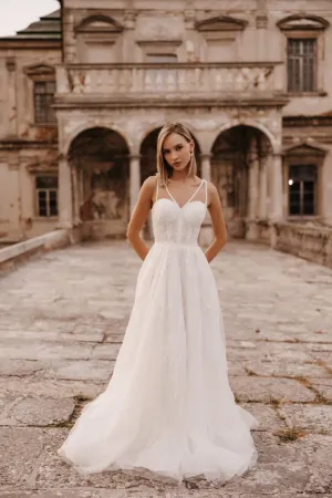 Elegant A-Line Wedding Dress with Heart-Shaped Corset and Sequin Details Plus Size - BRIDGET