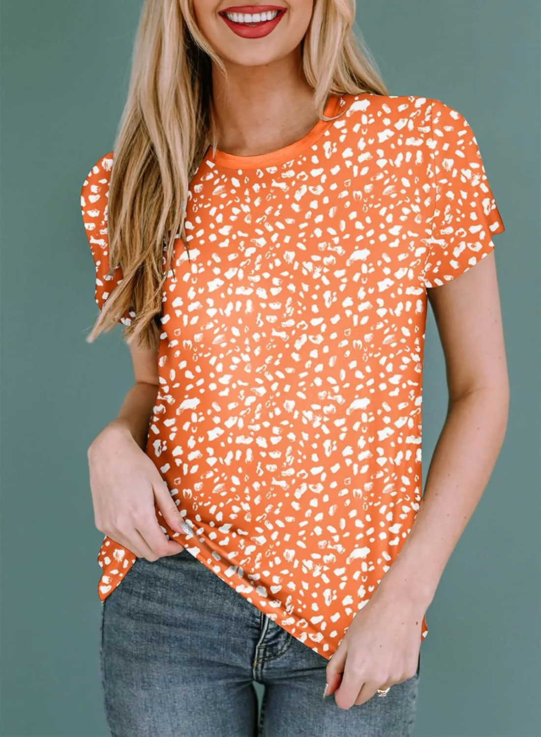 EVALESS Womens Casual Polka Dot Tops Crewneck Short Sleeve T Shirts Fashion Outfits 2025 Spring Summer Shirts