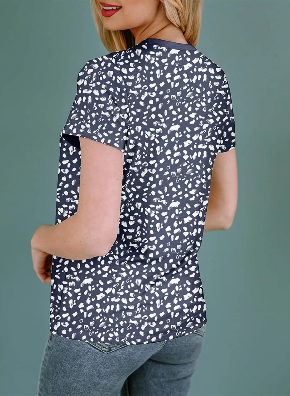 EVALESS Womens Casual Polka Dot Tops Crewneck Short Sleeve T Shirts Fashion Outfits 2025 Spring Summer Shirts