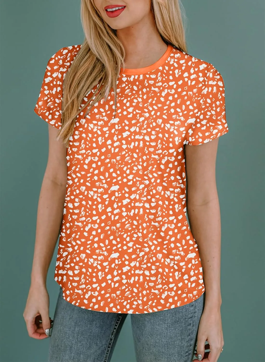 EVALESS Womens Casual Polka Dot Tops Crewneck Short Sleeve T Shirts Fashion Outfits 2025 Spring Summer Shirts