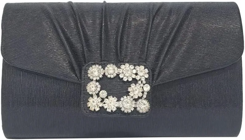 Evening Handbags Women 2025 Sparkly Pleated Clutch Purses Elegant Rhinestone Clutch Wedding Formal Cocktail Party