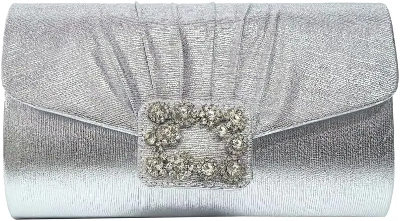 Evening Handbags Women 2025 Sparkly Pleated Clutch Purses Elegant Rhinestone Clutch Wedding Formal Cocktail Party