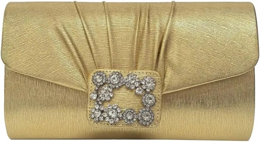 Evening Handbags Women 2025 Sparkly Pleated Clutch Purses Elegant Rhinestone Clutch Wedding Formal Cocktail Party