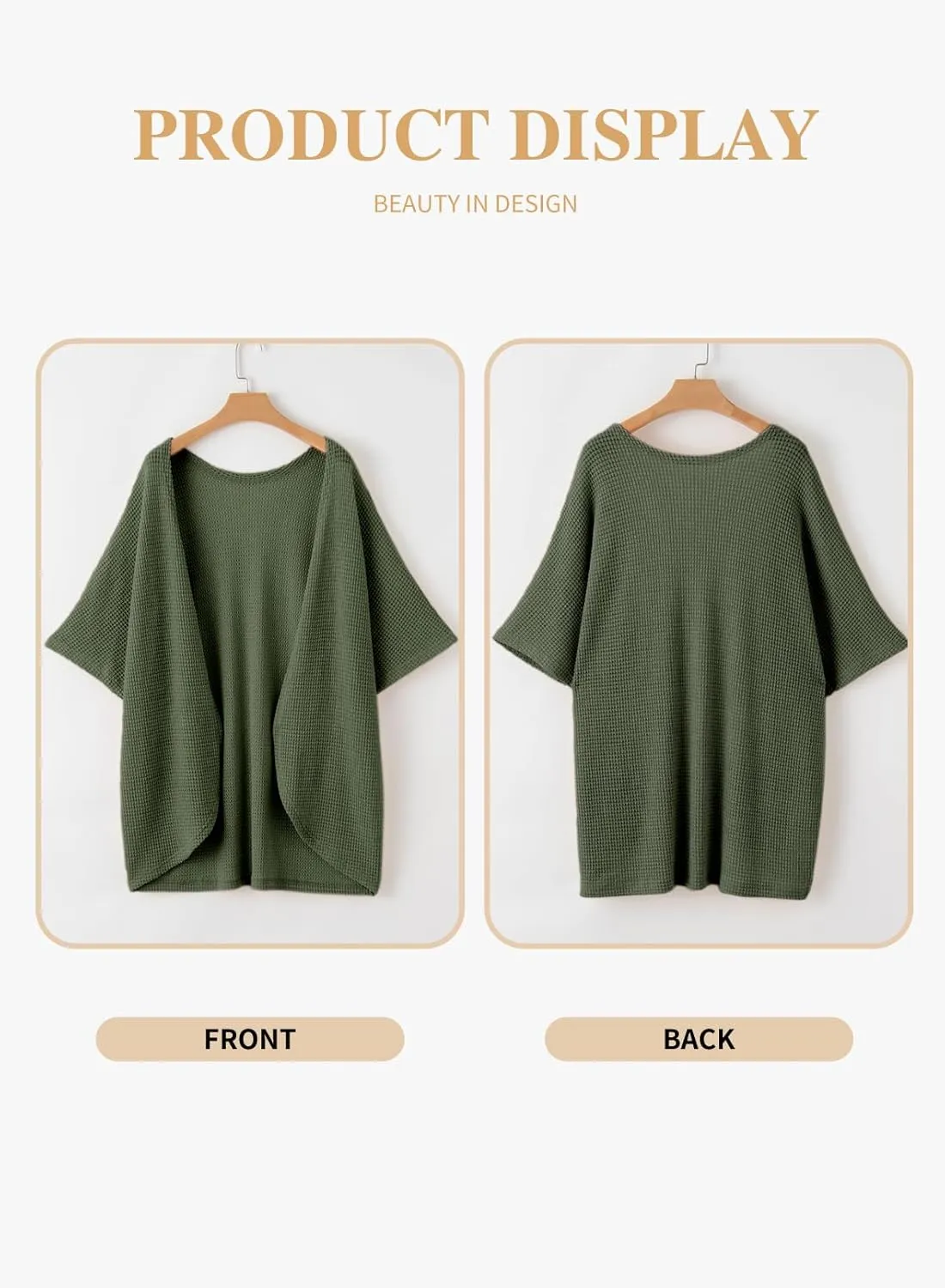 Eytino Womens Plus Size Cardigan Casual Short Sleeve Waffle Knit Kimono Open Front Tops(1X-5X)