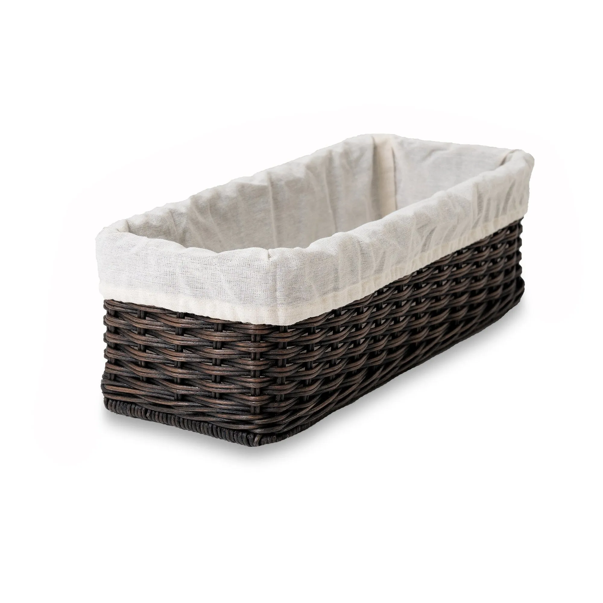 Fabric Basket Liner for Narrow Rectangular Wicker Storage Basket