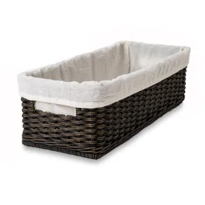 Fabric Basket Liner for Narrow Rectangular Wicker Storage Basket