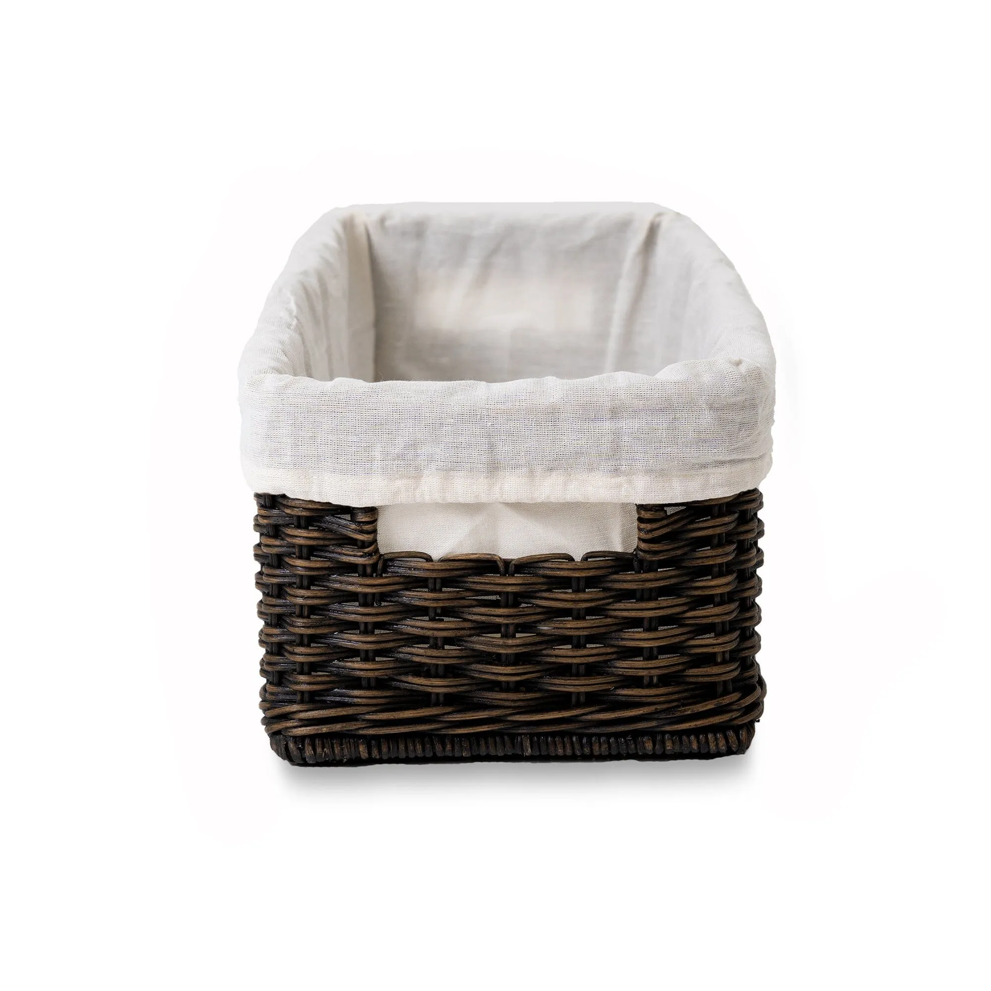 Fabric Basket Liner for Narrow Rectangular Wicker Storage Basket