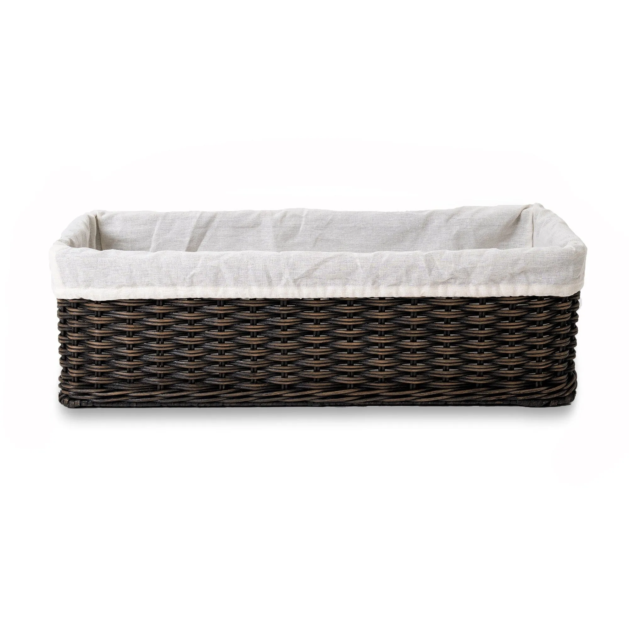 Fabric Basket Liner for Narrow Rectangular Wicker Storage Basket