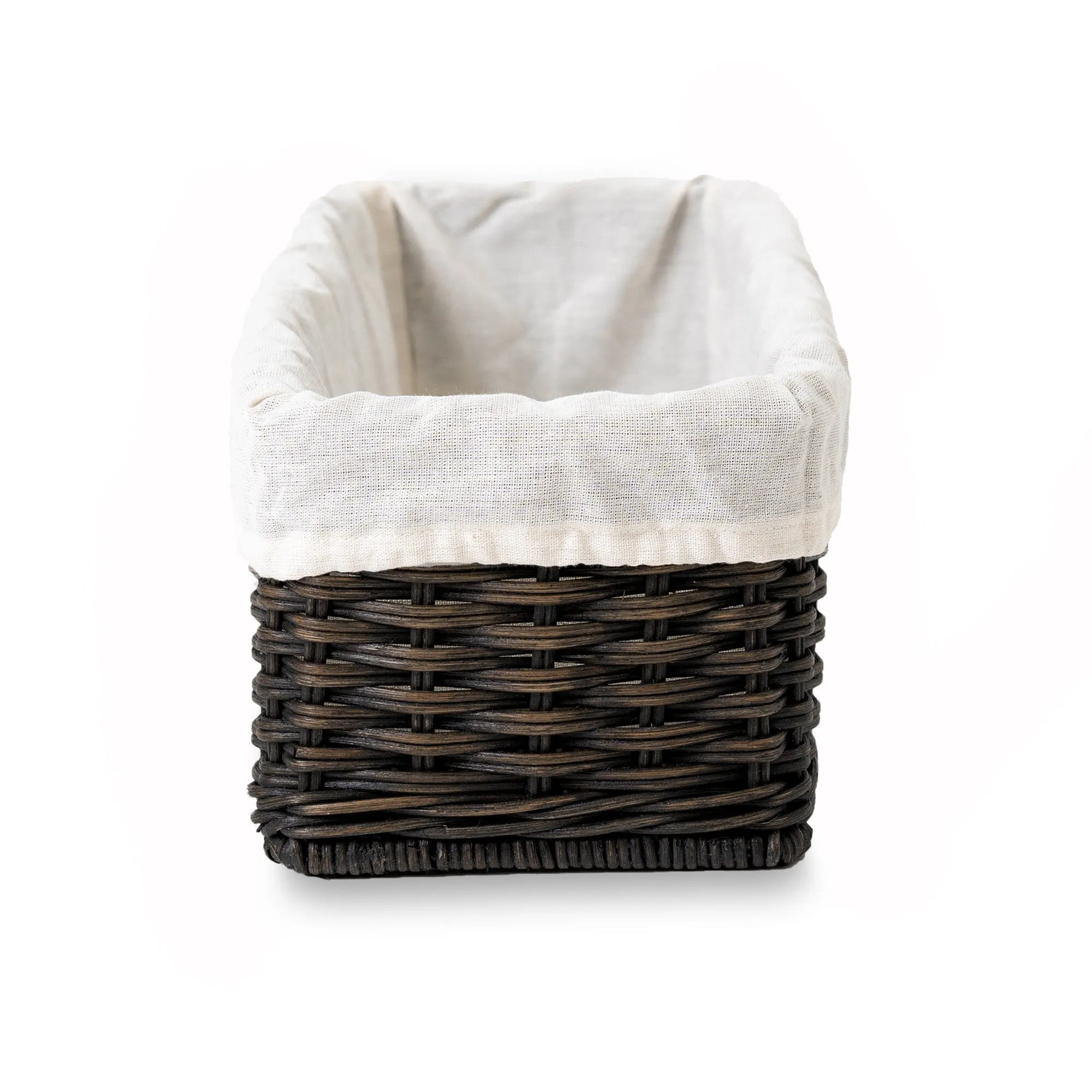 Fabric Basket Liner for Narrow Rectangular Wicker Storage Basket