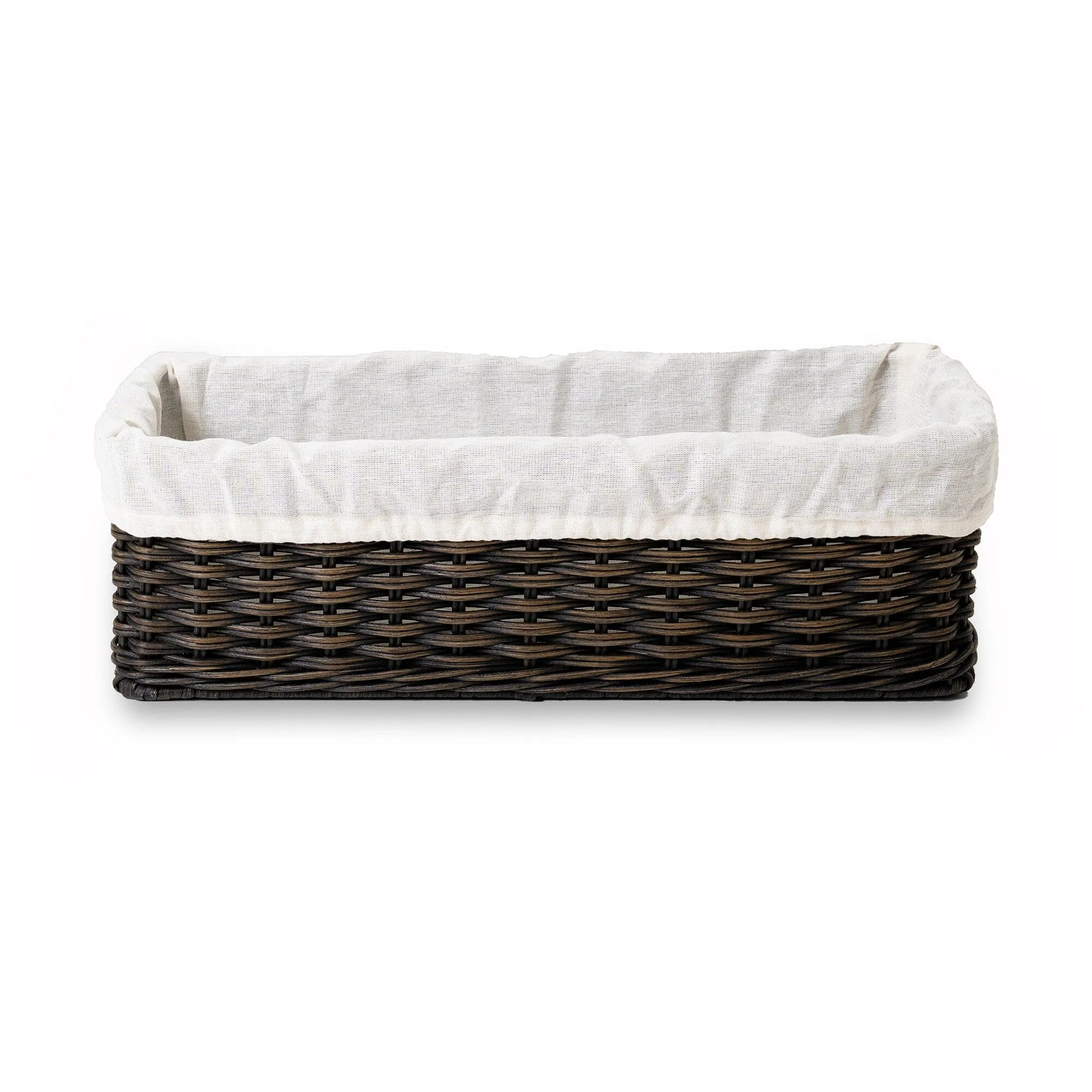 Fabric Basket Liner for Narrow Rectangular Wicker Storage Basket