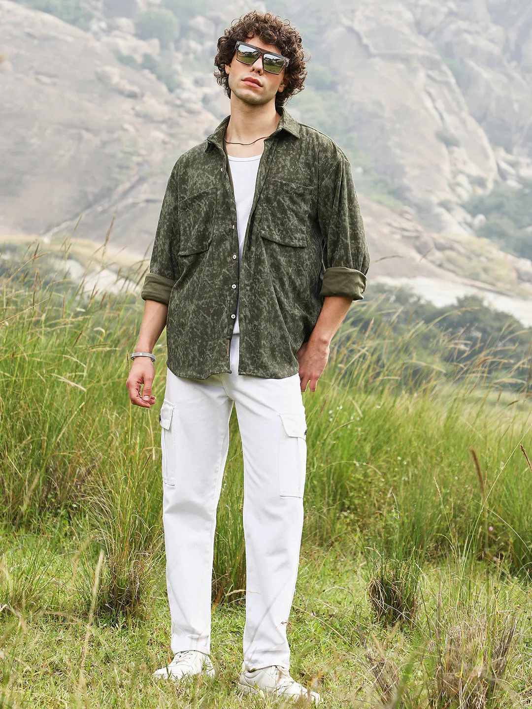 Faded Corduroy Oversized Shirt