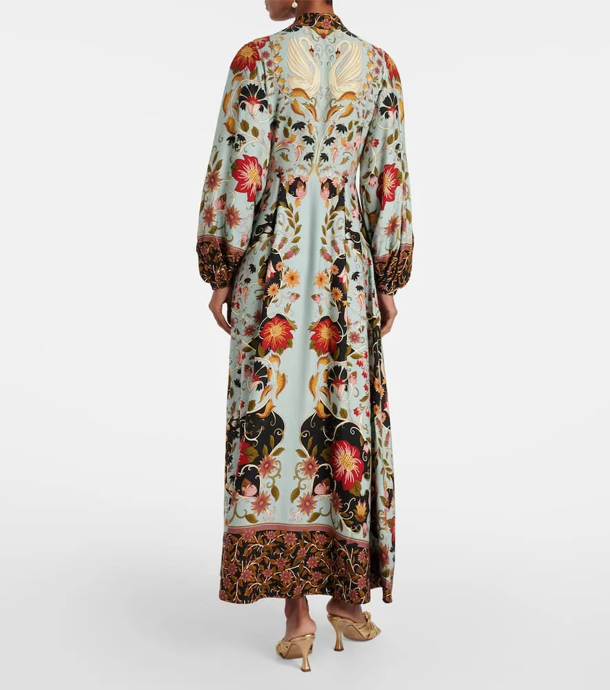 Farm Rio Blue Flowing Beauty floral maxi dress