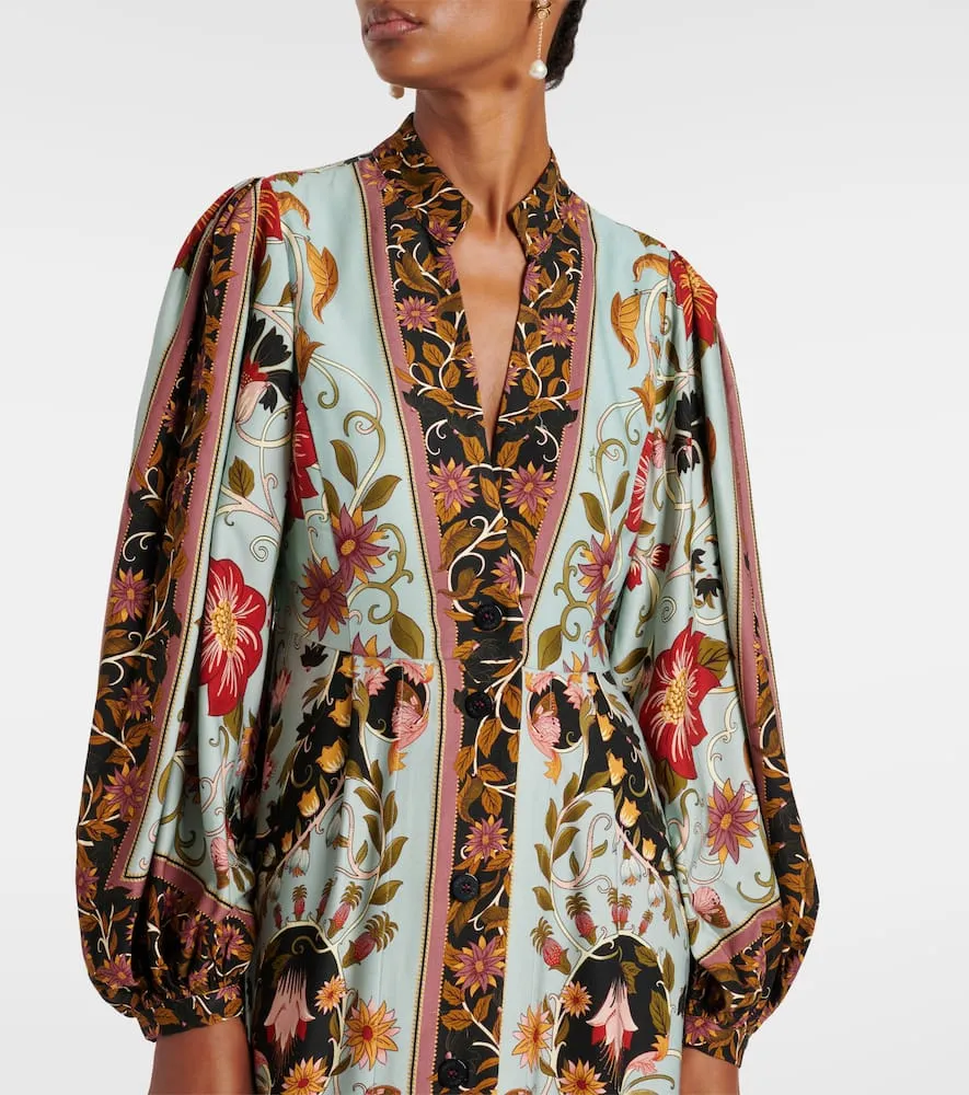 Farm Rio Blue Flowing Beauty floral maxi dress