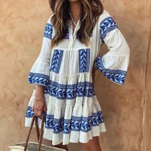 Fashionable Women Bohemian Print Vacation Maxi Dress