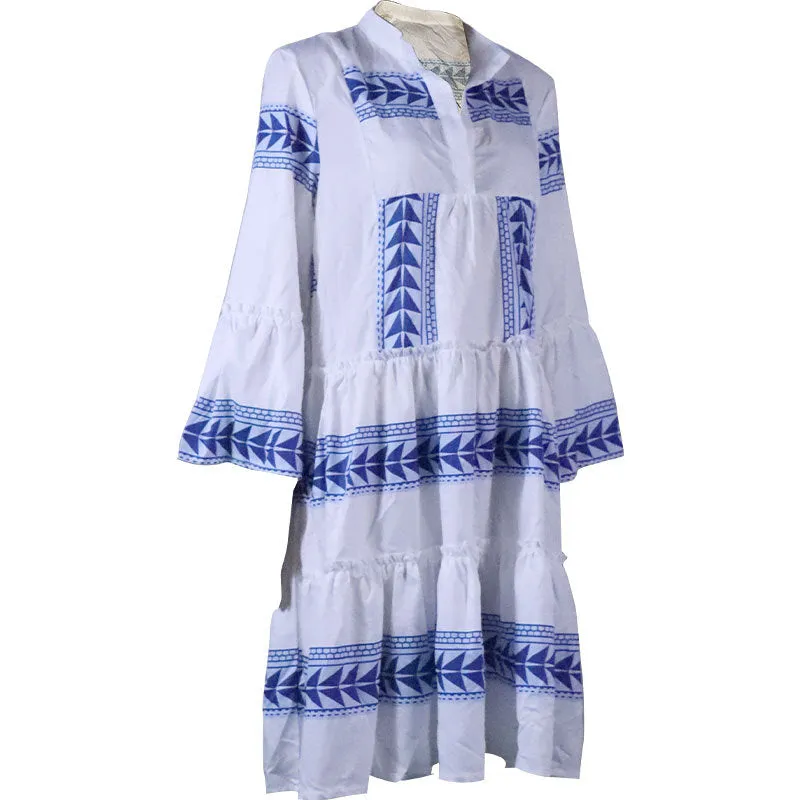 Fashionable Women Bohemian Print Vacation Maxi Dress