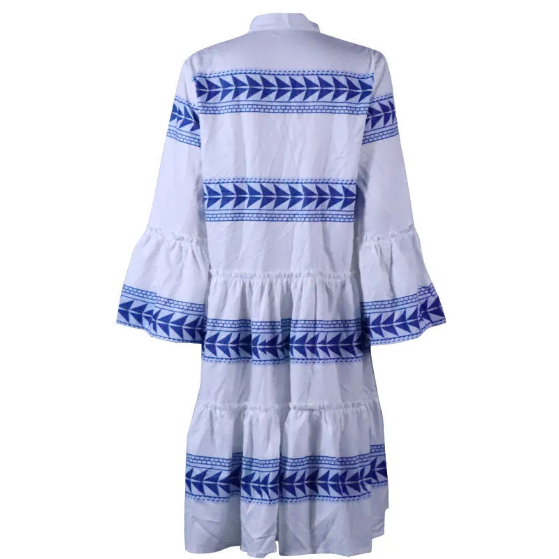 Fashionable Women Bohemian Print Vacation Maxi Dress