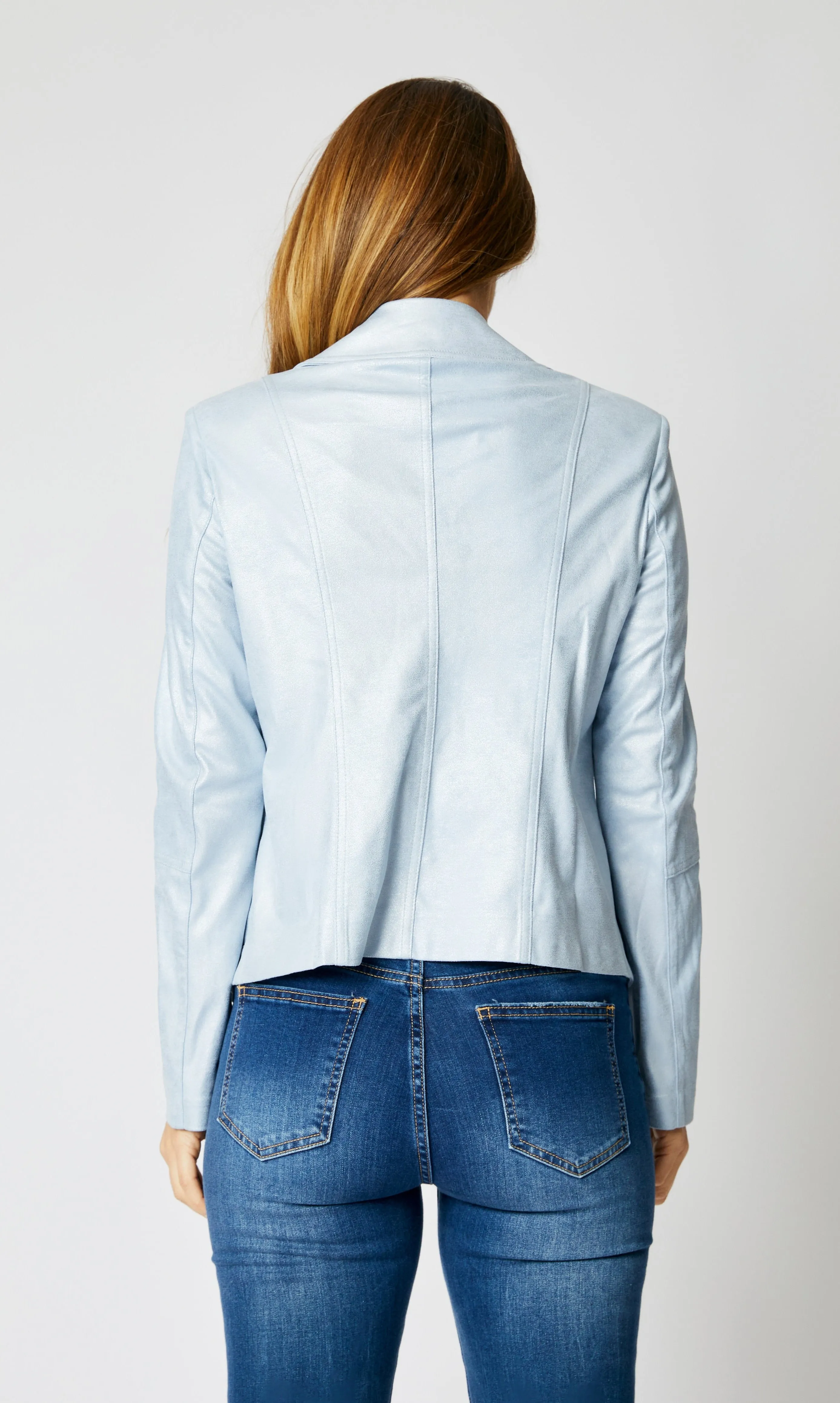 Faux Leather Shimmery Blue Sky Jacket