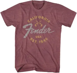 Fender California 1946 Adult Maroon Heather T Shirt American Made Guitars Vintage Style Graphic Tees