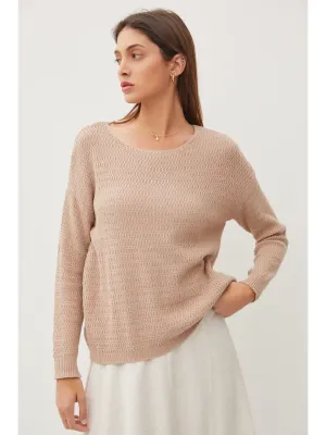 FINAL SALE Taupe Loose Knit Cotton Sweater