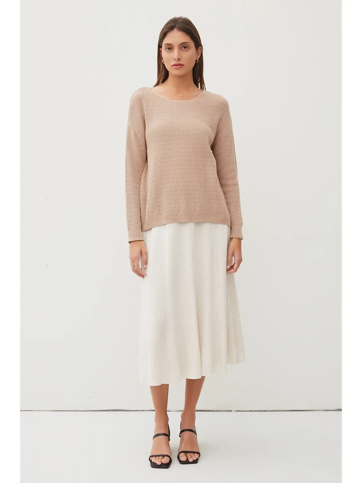 FINAL SALE Taupe Loose Knit Cotton Sweater