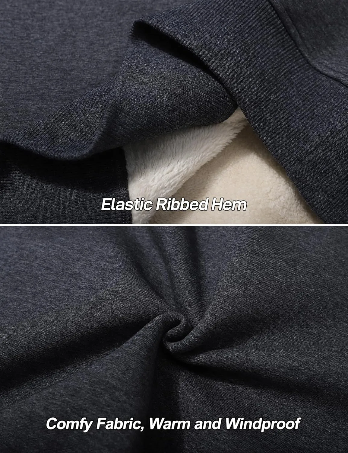 Flygo Men's Warm Sherpa Lined Crewneck Sweatshirts Fleece Pullover Tops Heavy-weight Thick Thermal Cotton Sweat-Shirts