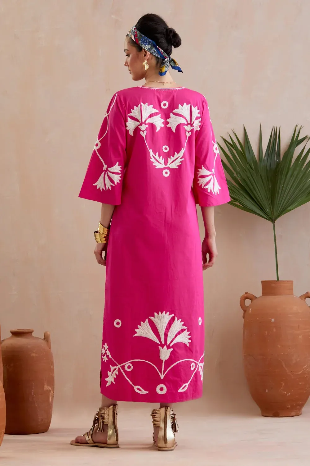 Fuschia And Ivory Maxi Dress