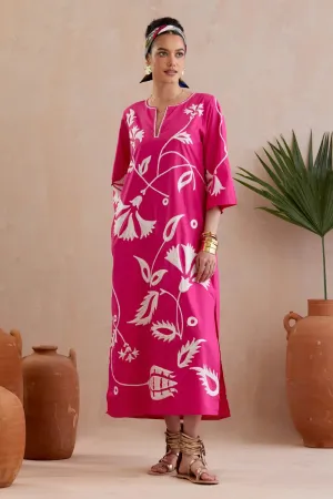 Fuschia And Ivory Maxi Dress