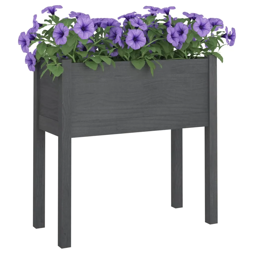 Garden Planter Grey 70x31x70 cm Solid Pinewood