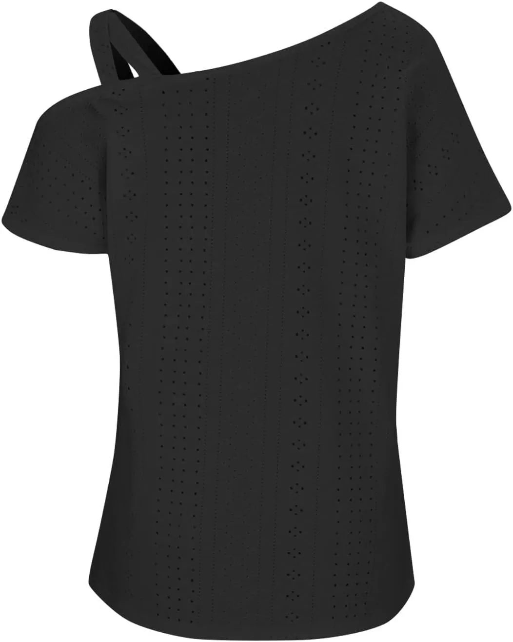 Generic 2024 Criss-Cross One Shoulder Tops Womens Sexy Cold Shoulder Shirts Casual Short Sleeve Tees Summer Vacation Blouses