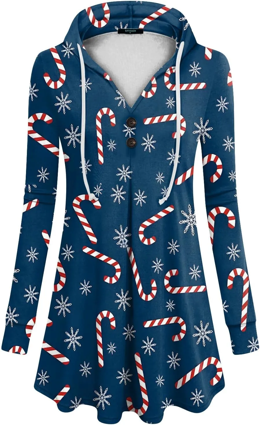 GOFULY Christmas Hoodie Womens Winter Oversized Button Shirt Drawstring Xmas Print Trendy Fall Tunic Tops Christmas Clothes