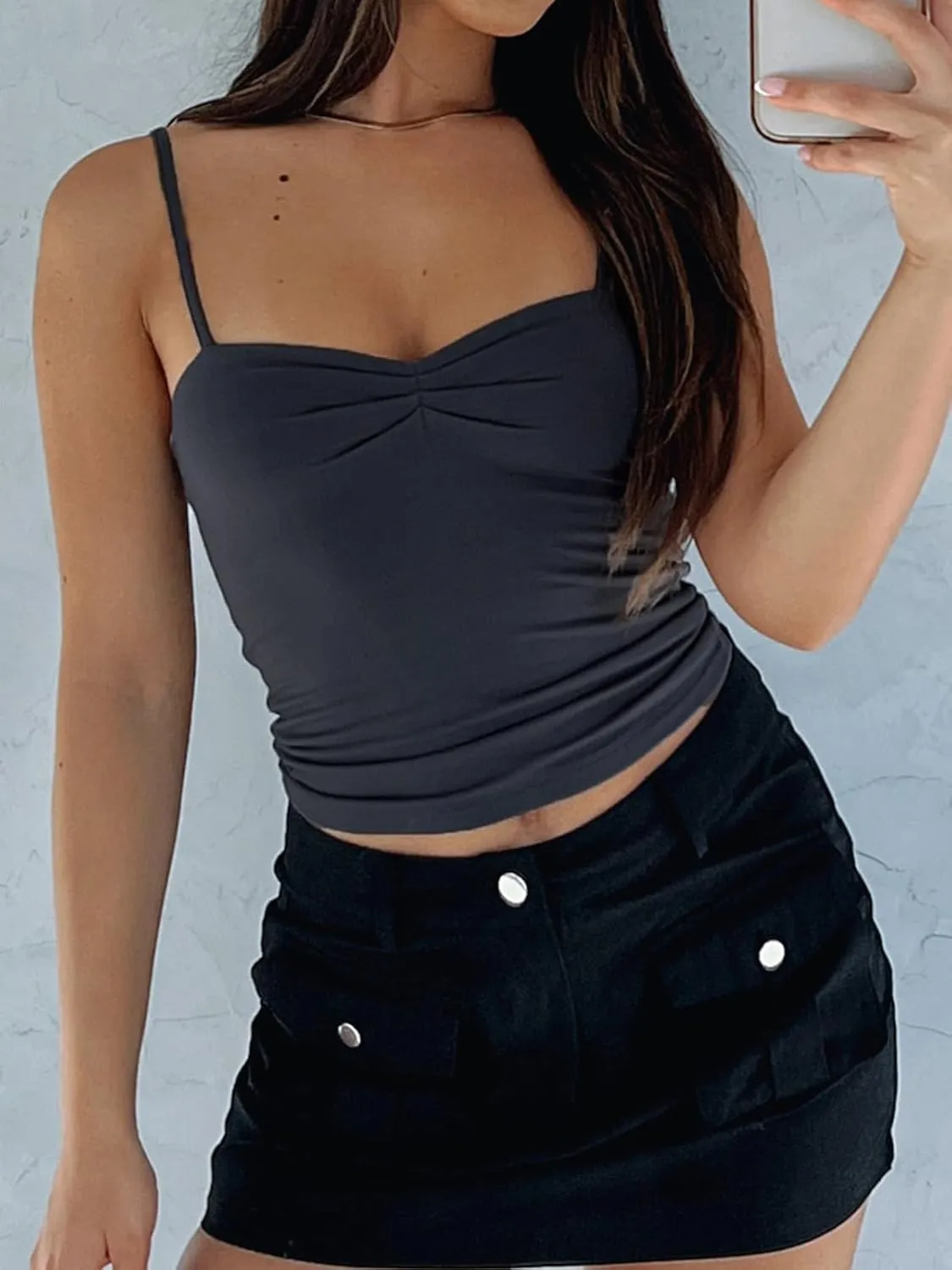 Going Out Tops for Women - Sexy Crop Tank Top Backless Camisole Tops Double Lined Spaghetti Strap Trendy