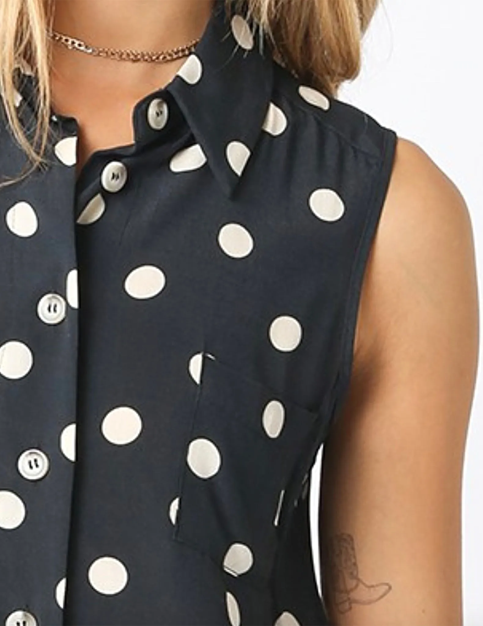 Grace Cropped Polka Dot Button Top
