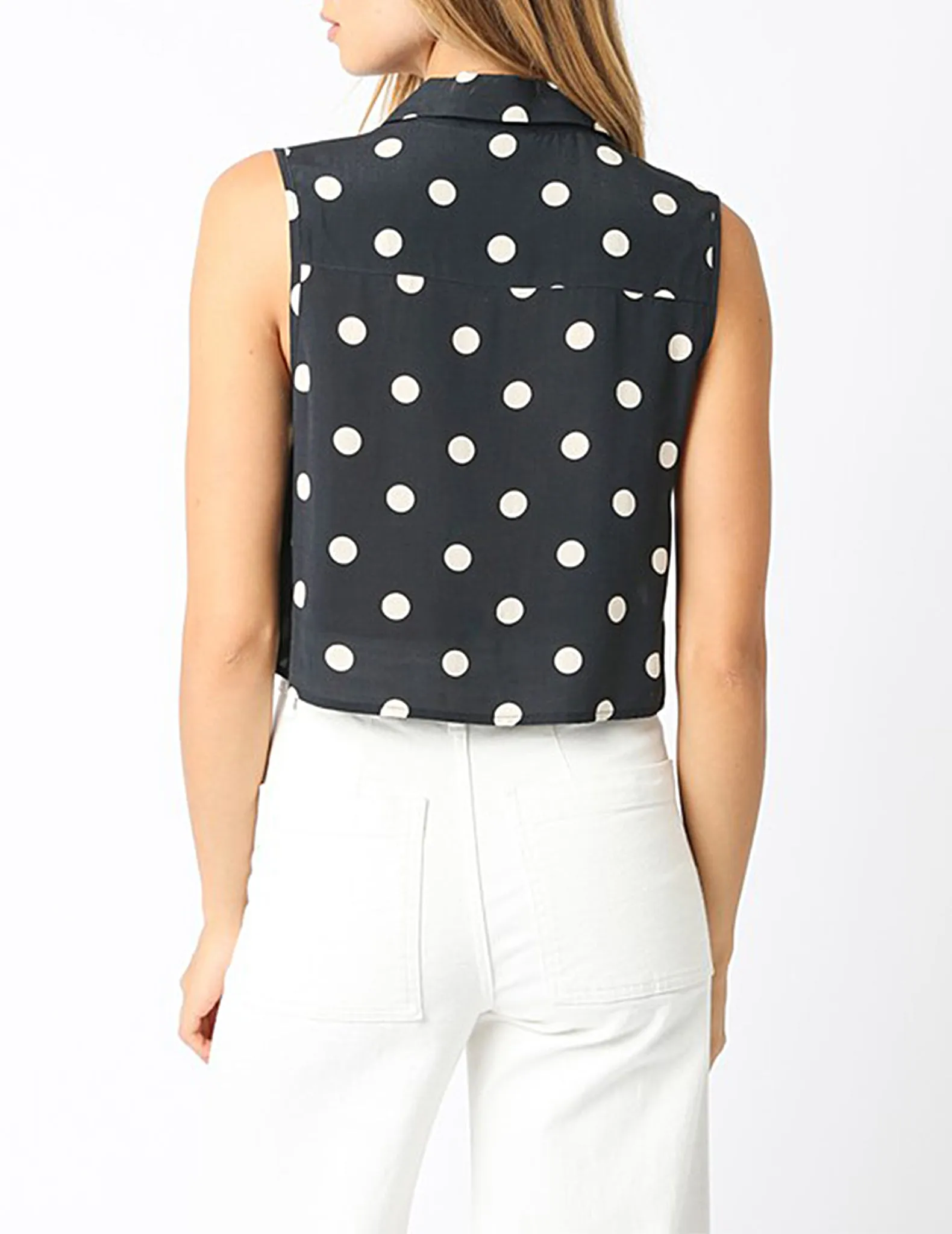 Grace Cropped Polka Dot Button Top