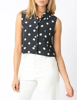 Grace Cropped Polka Dot Button Top