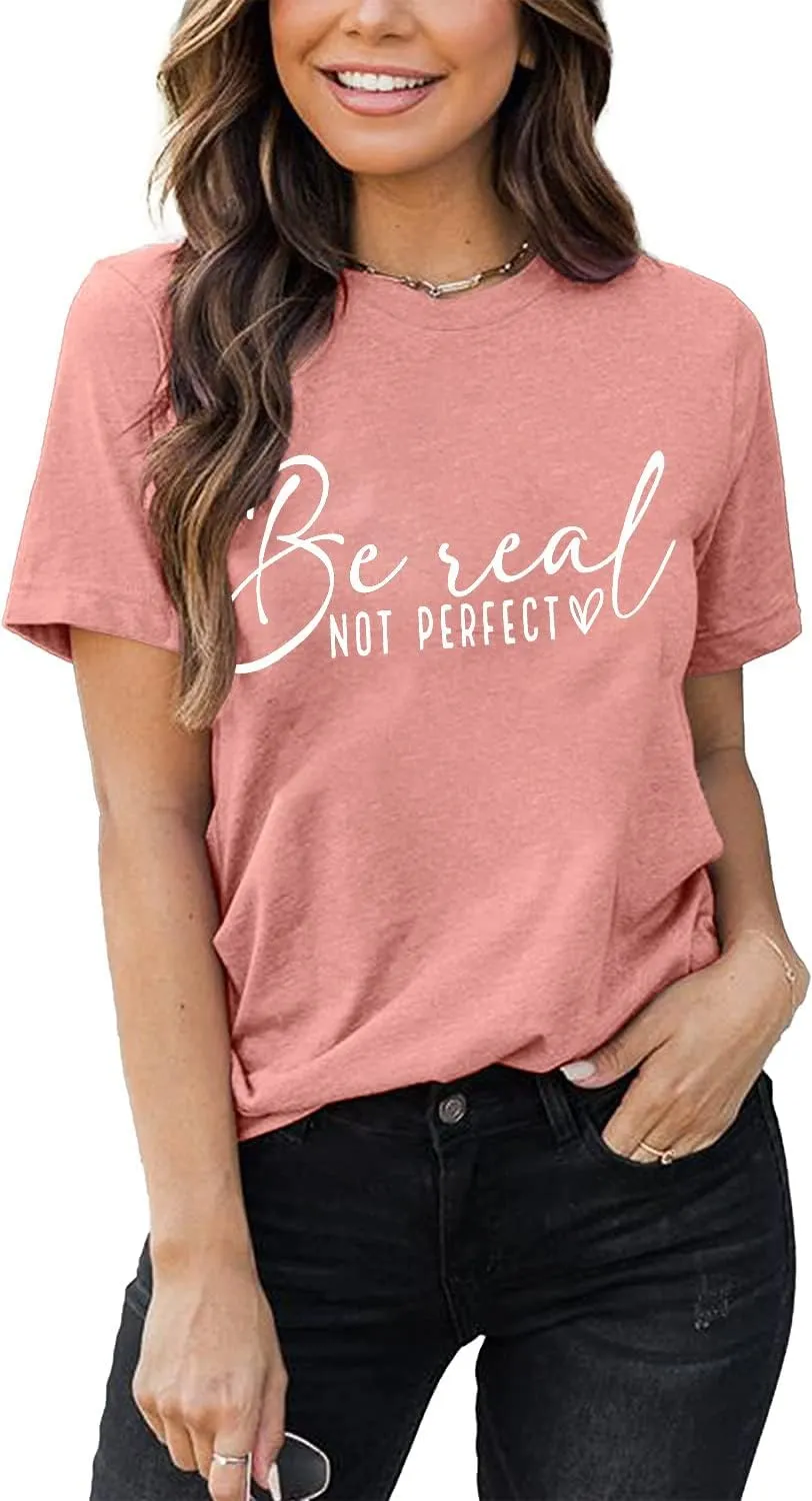 Graphic Tees for Women Be A Nice Human Letter Print Shirts Cute Love Heart Graphic Funny Summer Casual Short Sleeve Tops