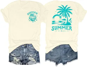 Graphic Tees Women Oversized T-Shirts: Summer Hawaiian Beach Tops Shirts Hawaii Tropical Beachy Short Sleeve Outfit