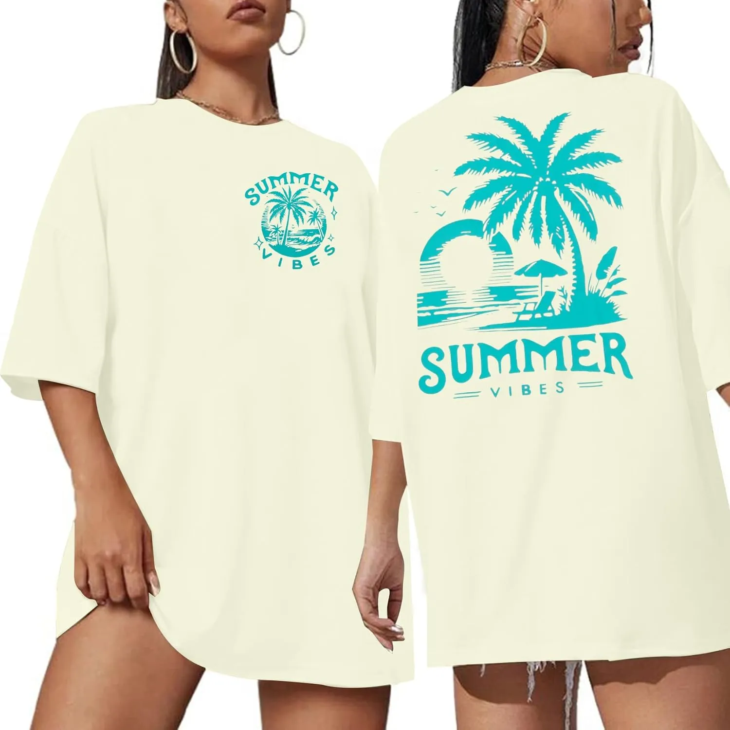 Graphic Tees Women Oversized T-Shirts: Summer Hawaiian Beach Tops Shirts Hawaii Tropical Beachy Short Sleeve Outfit