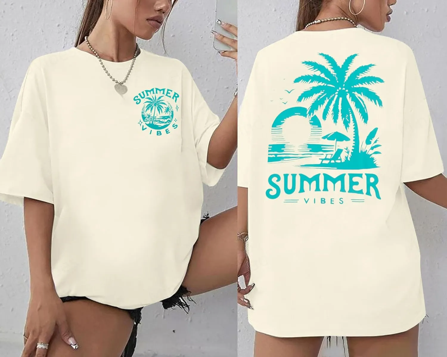 Graphic Tees Women Oversized T-Shirts: Summer Hawaiian Beach Tops Shirts Hawaii Tropical Beachy Short Sleeve Outfit
