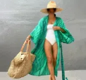 Green Series One Size Women'S Color Block Beach Cover Ups