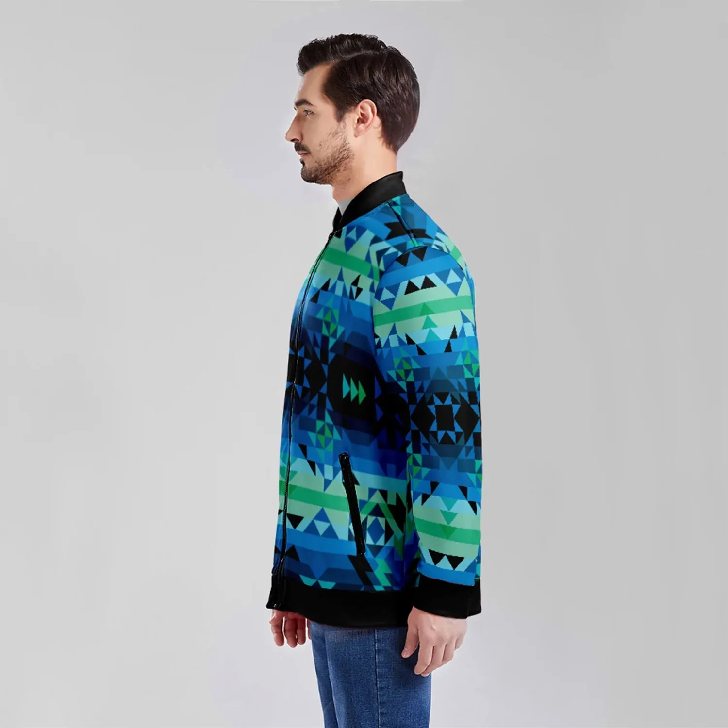 Green Star Zippered Collared Lightweight Jacket