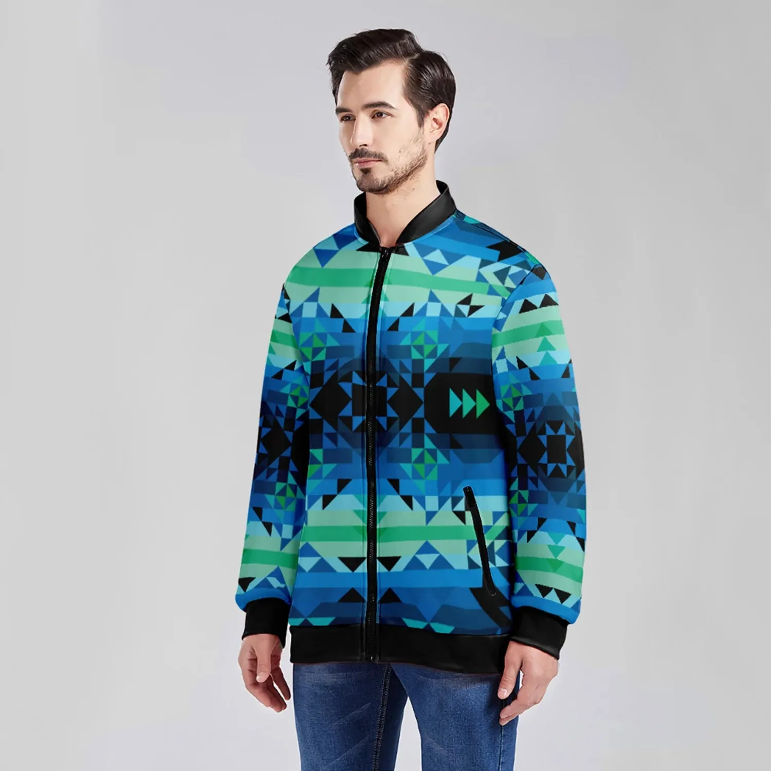 Green Star Zippered Collared Lightweight Jacket