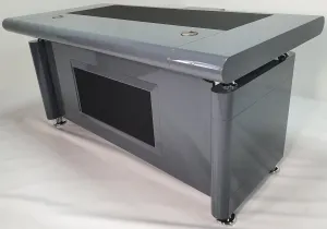 Grey Gloss Executive Office Desk with Pedestal and Return - 1600mm or 1800mm - 1861-GREY