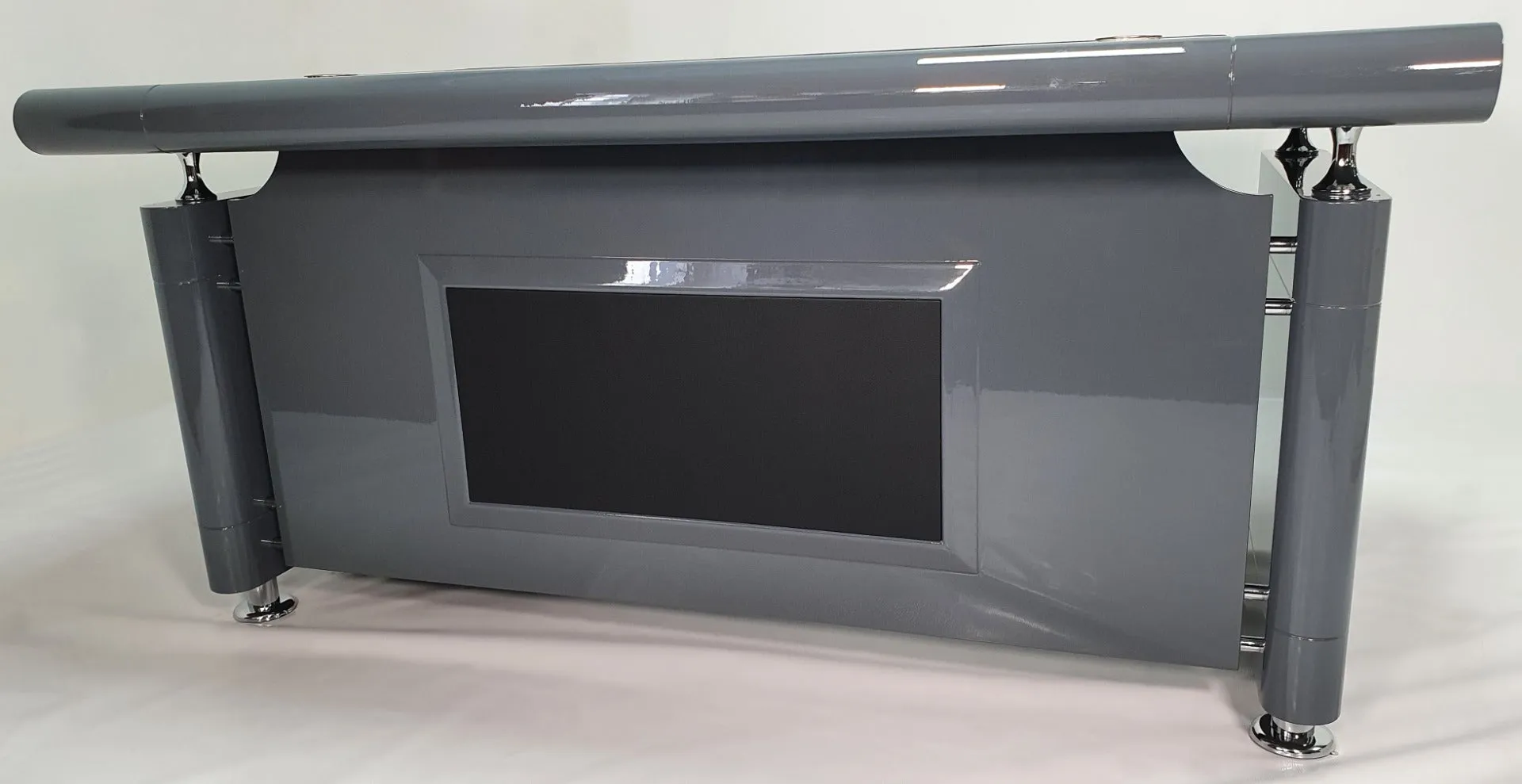 Grey Gloss Executive Office Desk with Pedestal and Return - 1600mm or 1800mm - 1861-GREY