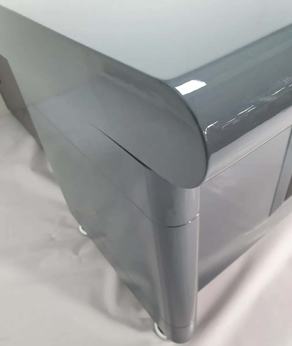 Grey Gloss Executive Office Desk with Pedestal and Return - 1600mm or 1800mm - 1861-GREY