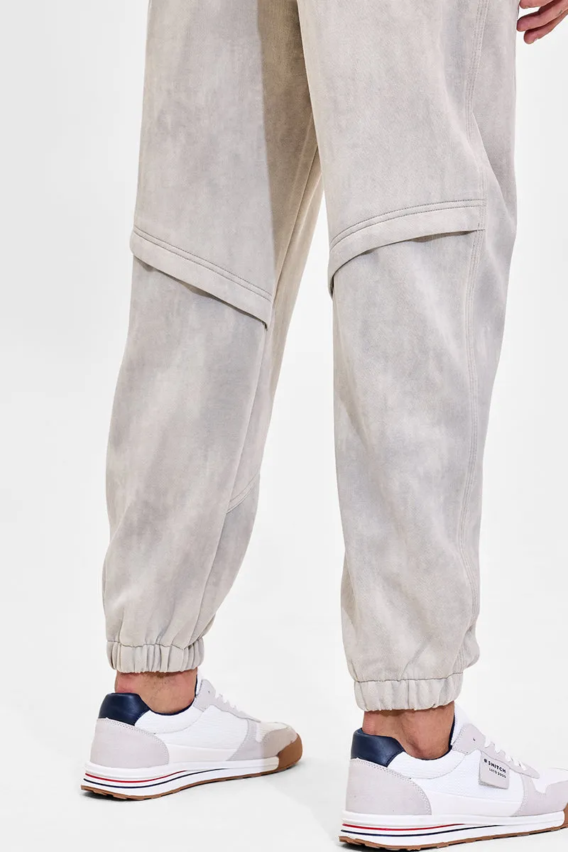 Grey Mid Rise Relaxed Fit Joggers