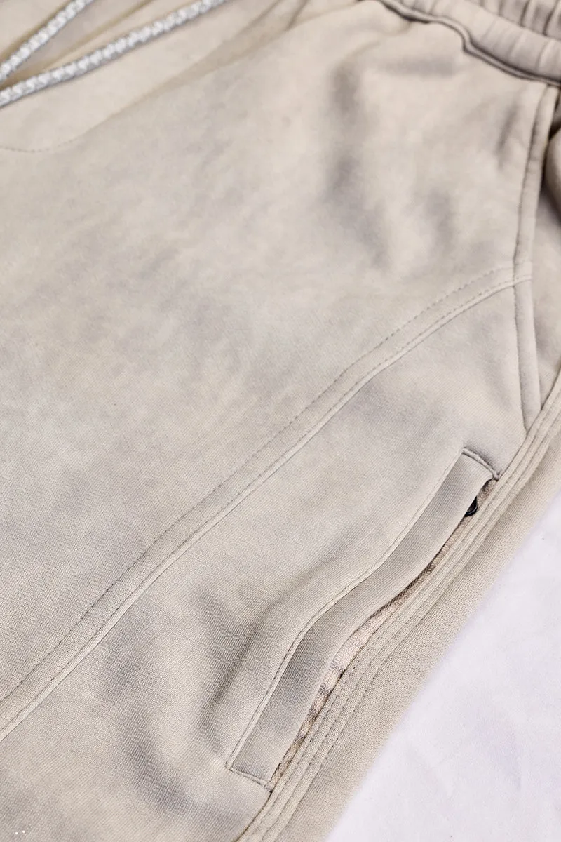 Grey Mid Rise Relaxed Fit Joggers