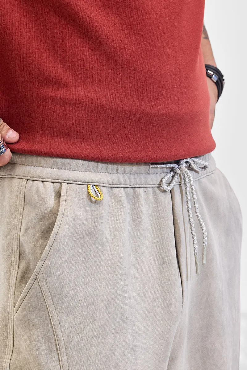 Grey Mid Rise Relaxed Fit Joggers